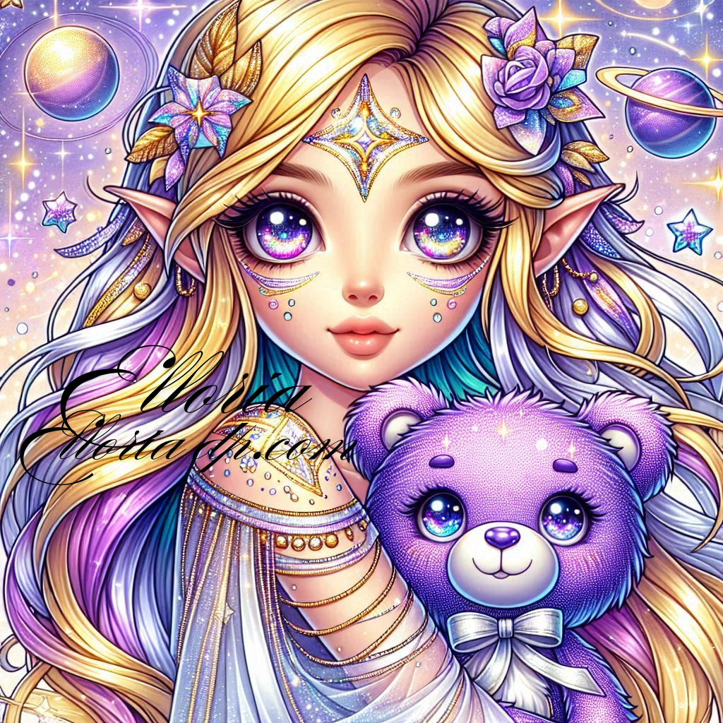 ✨ Diamond Painting | Étoile de Lyria & son ourson Nébula 🌙💜