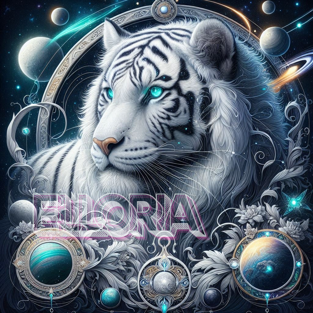 Diamond Painting – Tigre Blanc Cosmique & Univers Mystique – Kit Complet Elloria