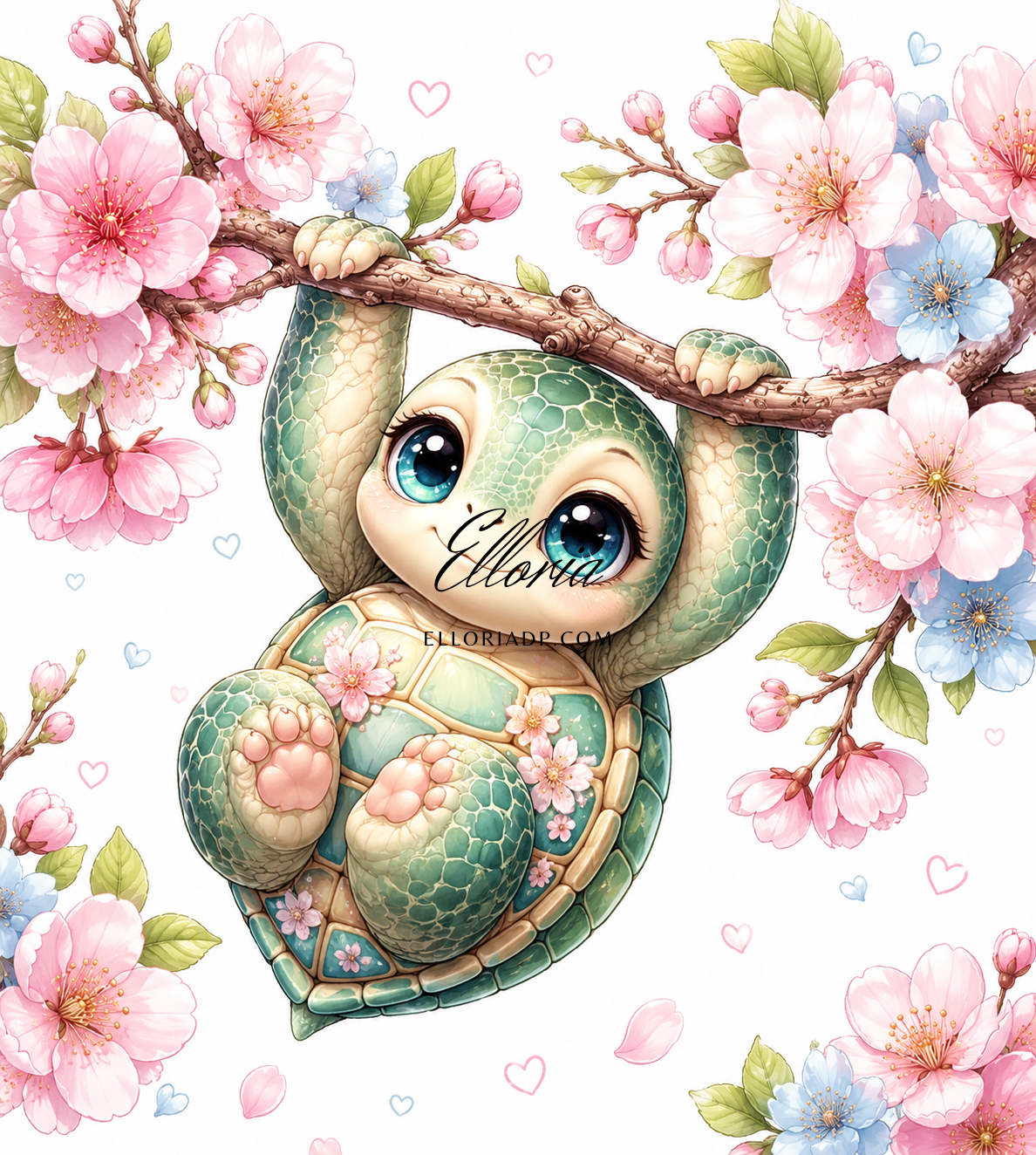 Sakura la Petite Tortue â Diamond Painting Tortue et Fleurs de Cerisier | Elloria