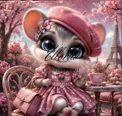 Mademoiselle Paris Rose â Diamond Painting Souris Kawaii Paris | Elloria