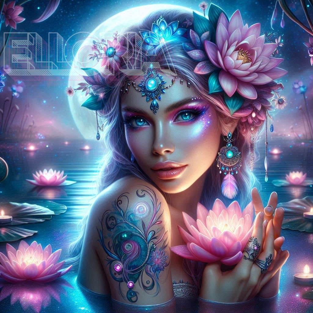 Diamond Painting – Déesse des Nénuphars & Clair de Lune – Kit Complet Elloria