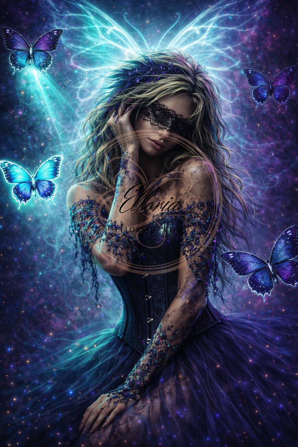 Diamond Painting Fée Nocturne aux Papillons – Énergie Cosmique | Elloria