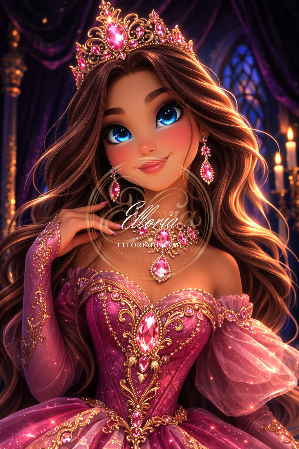 đ La Princesse aux Joyaux Roses
Elloria Diamond Painting