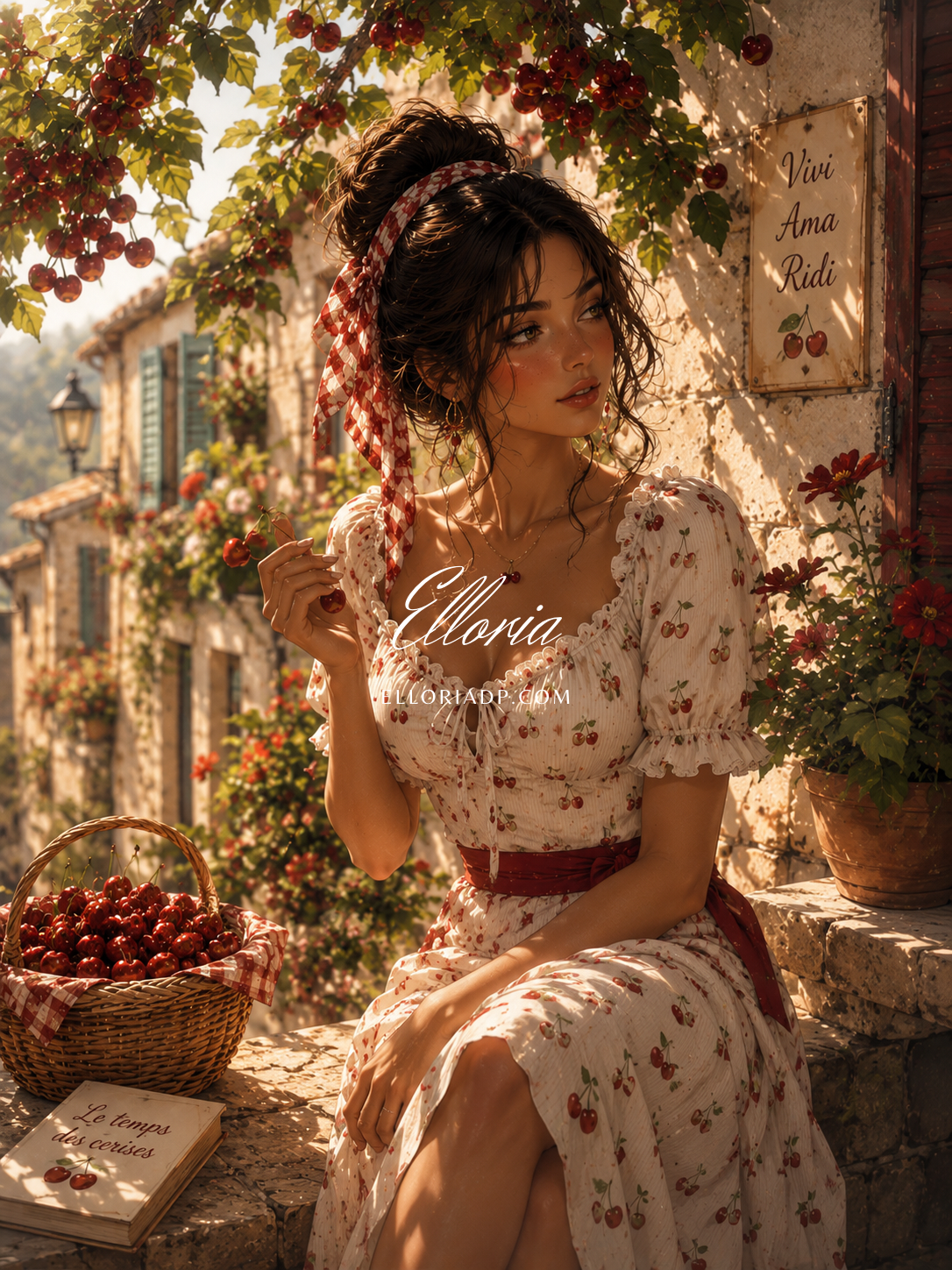 Le Temps des Cerises | Diamond Painting femme et cerises d’été Elloria