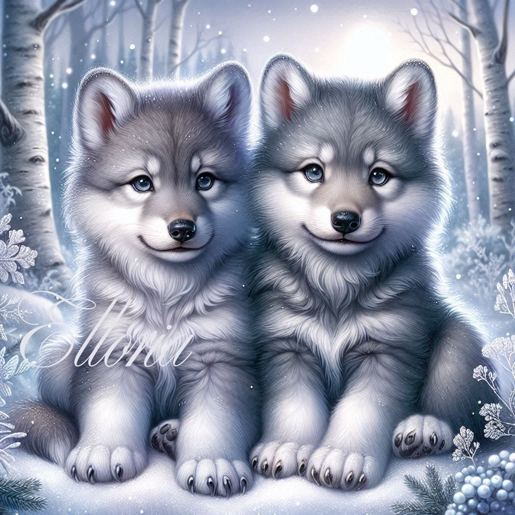 Diamond Painting – Louveteaux d’Hiver « Néron & Elya » ❄️🐺