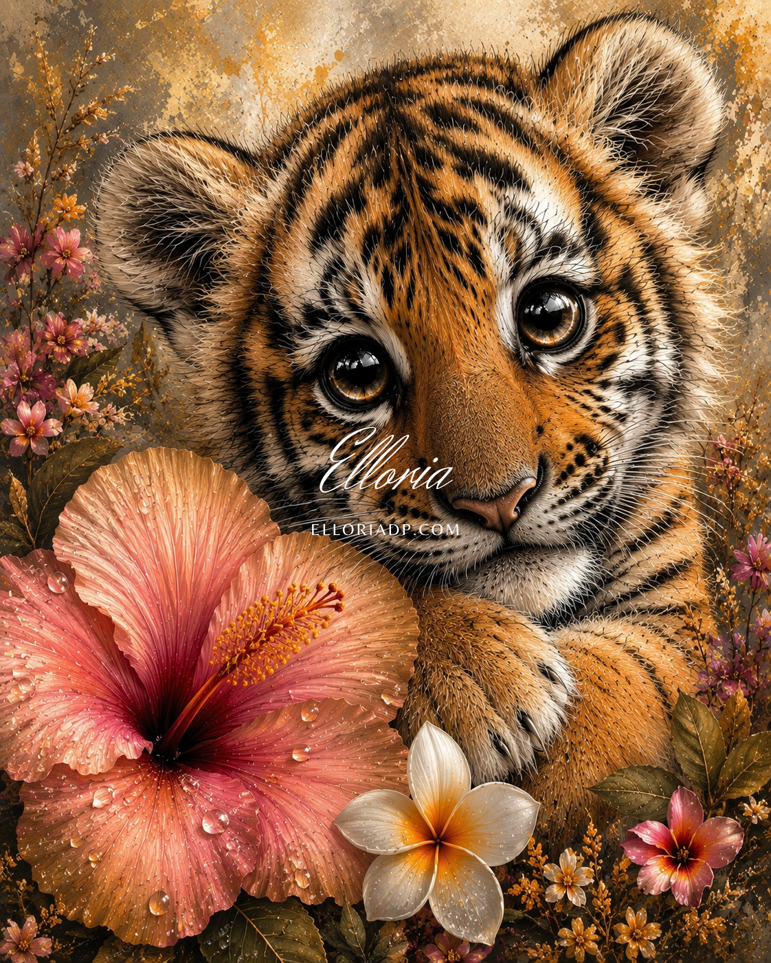 Diamond Painting – Petit Tigre Tropical 🐯🌺