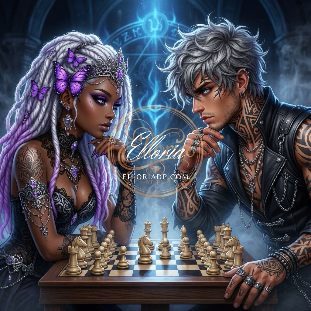 Diamond Painting Duel Mystique – Femme & Homme Échiquier | Elloria