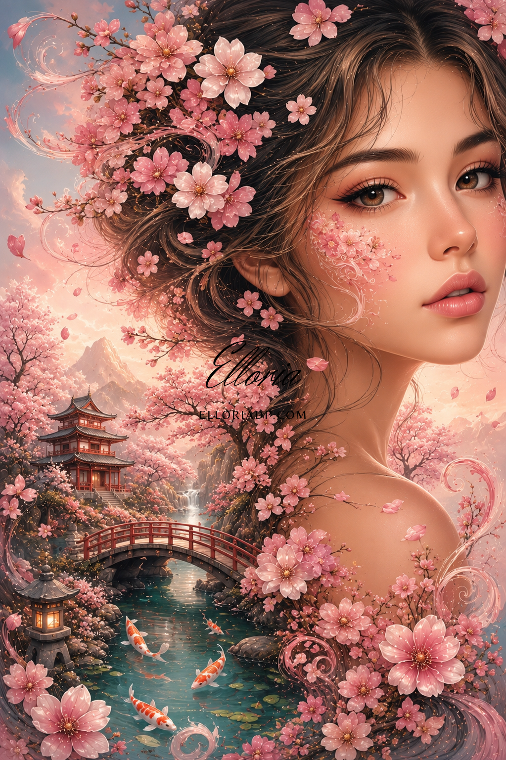 Sakura Éternelle – Diamond Painting Jardin Japonais et Fleurs de Cerisier | Elloria