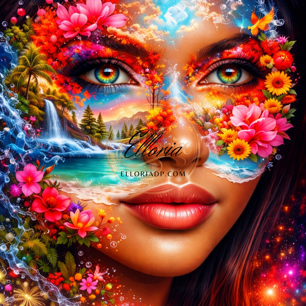 Diamond Painting Visage Tropical Éclatant – Univers Coloré & Évasion | Elloria