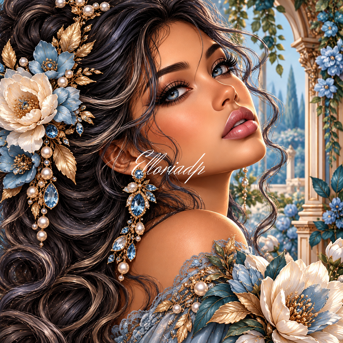 La Grâce des Saphirs – Diamond Painting Femme | Elloria