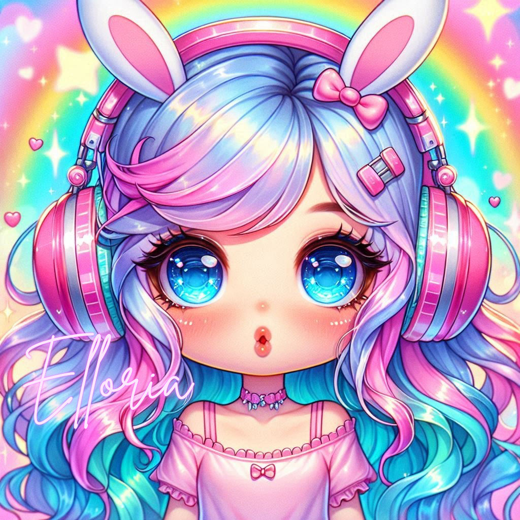 Diamond Painting Chibi Arc-en-Ciel au Casque Lapin – Kit complet Elloria | Kawaii & Pastel Pop
