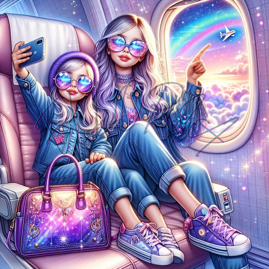 Diamond Painting Maman & Fille en Voyage – Kit complet Elloria | Arc-en-ciel & Lifestyle