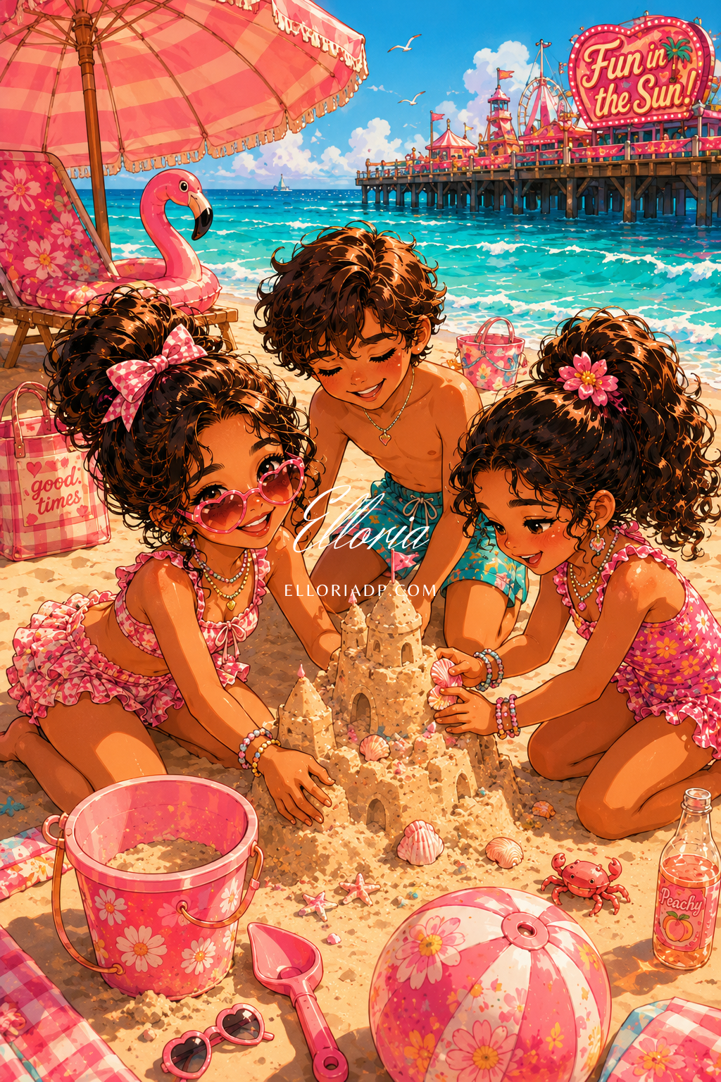 Diamond Painting Fun in the Sun – Souvenirs d’Été & Plage Kawaii | Collection Premium Elloria