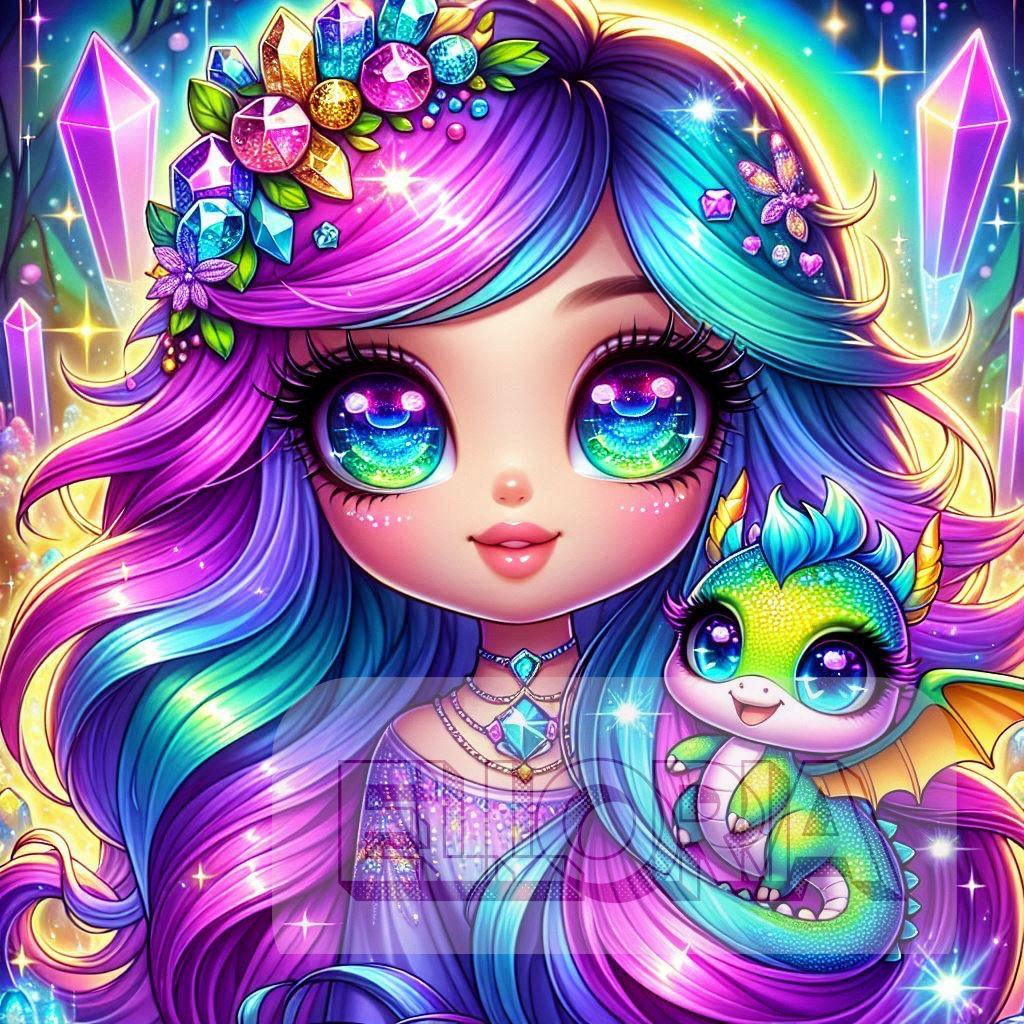 Kit Diamond Painting – Fée arc-en-ciel et bébé dragon 🧚♀️🐉