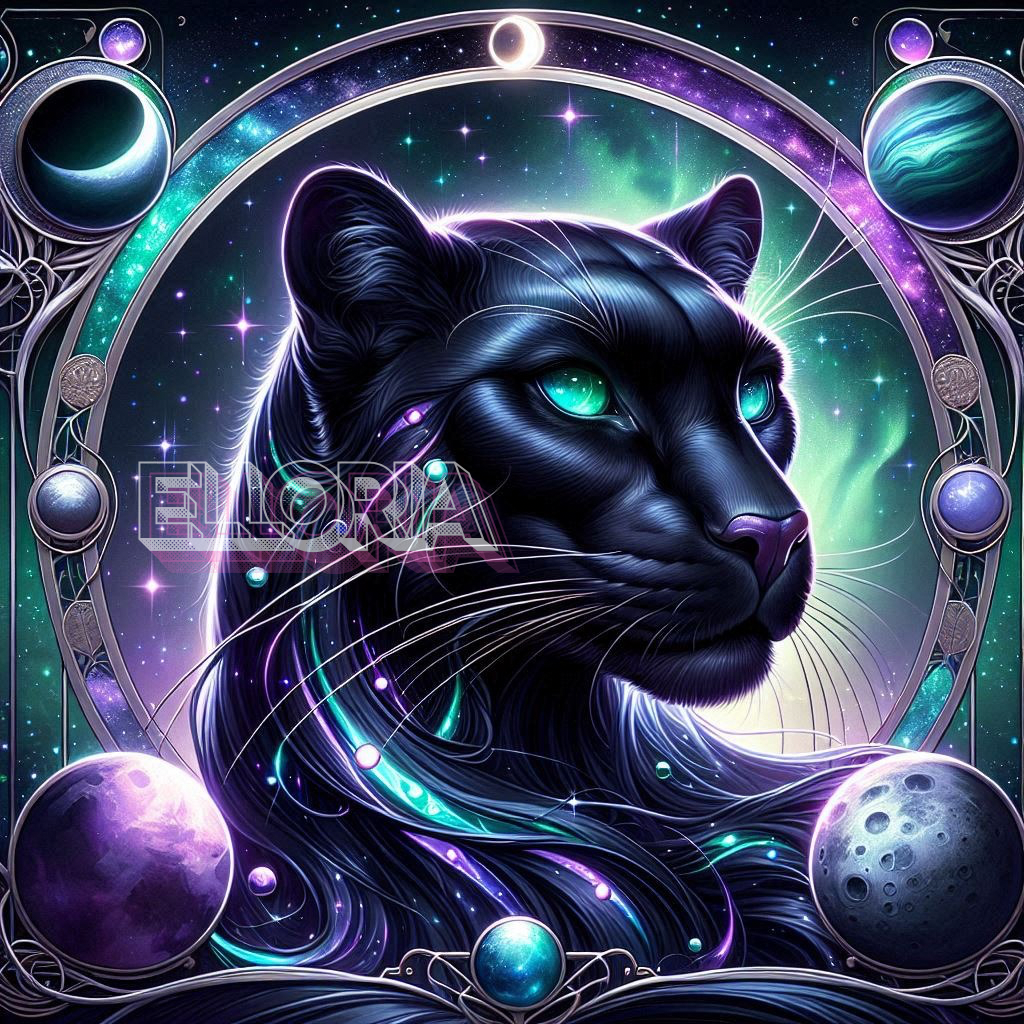 Diamond Painting – Panthère Cosmique & Énergies Lunaires – Kit Complet Elloria