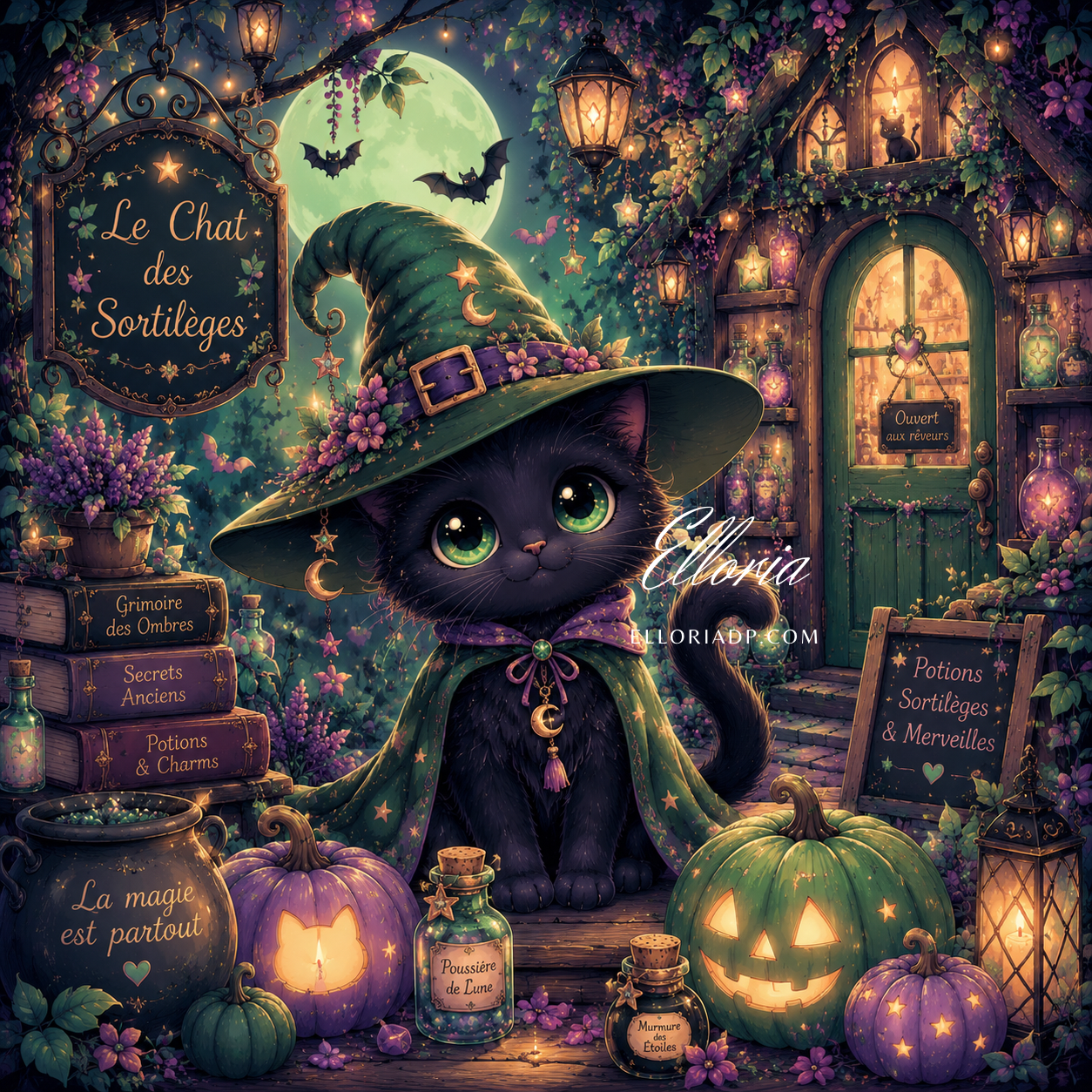 Le Chat des Sortilèges – Diamond Painting Halloween Féerique | Elloria