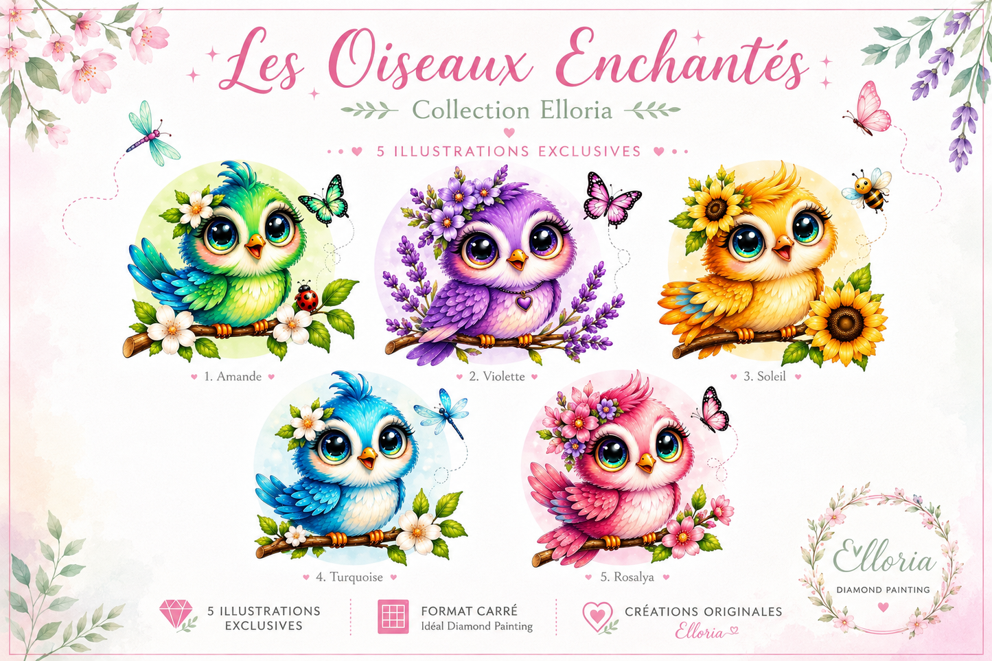 Les Oiseaux Enchantés – Collection Diamond Painting | Elloria