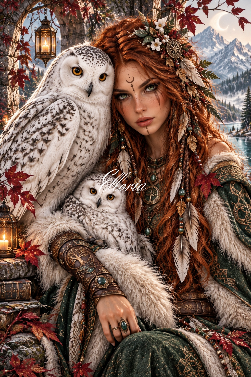 Aelyra, Gardienne des Chouettes – Diamond Painting Fantasy | Elloria