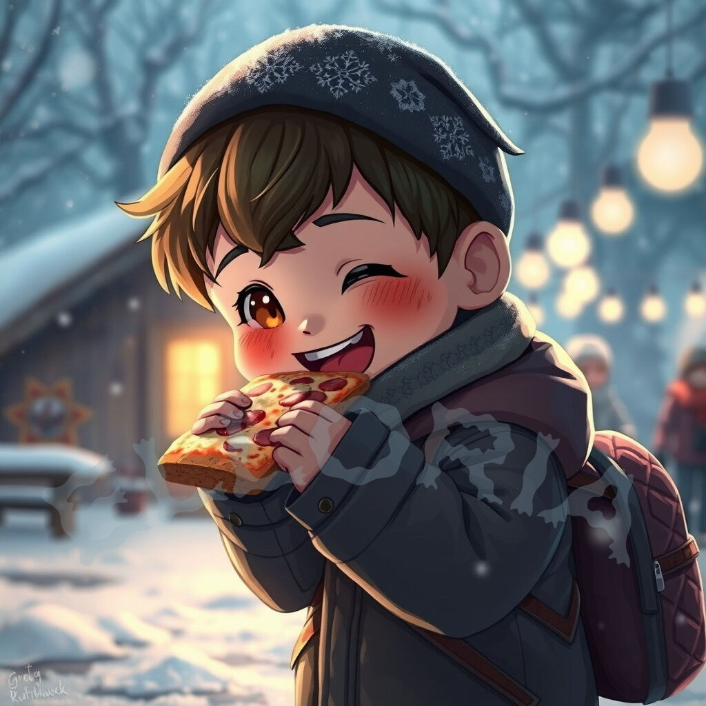 Lucas et la pizza d’hiver -Diamond painting