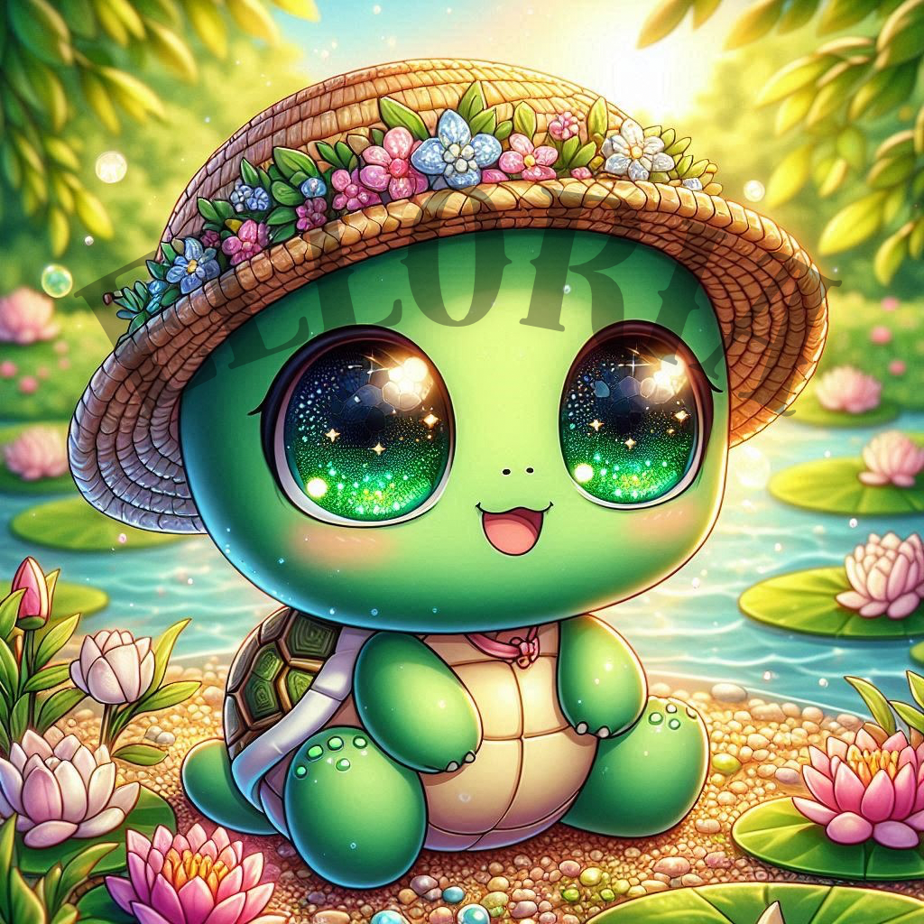 Petite Tortue du Nénuphar-diamond painting