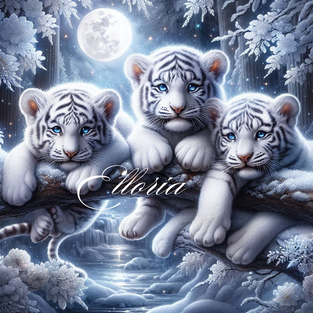 đ Diamond Painting | Trio de Tigres Blancs avec Yuki, Kumo & Sora