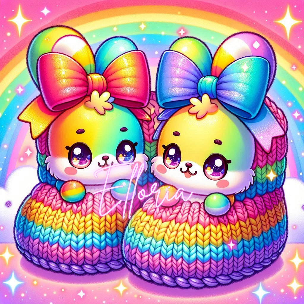 🌈 Diamond Painting Chibi – Les petits chaussons arc-en-ciel enchantés