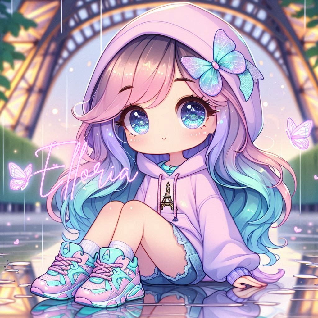 Diamond Painting Chibi Fille Kawaii – Cheveux Pastel & Papillons – Elloria