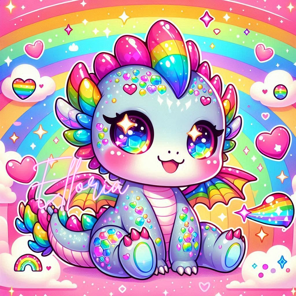 Diamond Painting Dragon Arc-en-Ciel Kawaii – Kit complet Elloria | Univers féerique & coloré