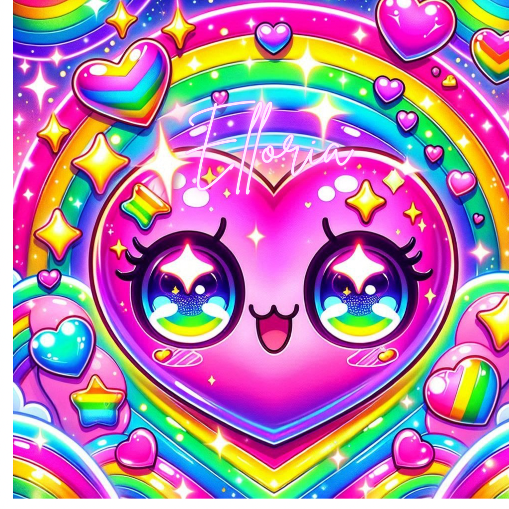 Diamond Painting Cœur Arc-en-Ciel Kawaii – Kit complet Elloria | Univers pop & féerique