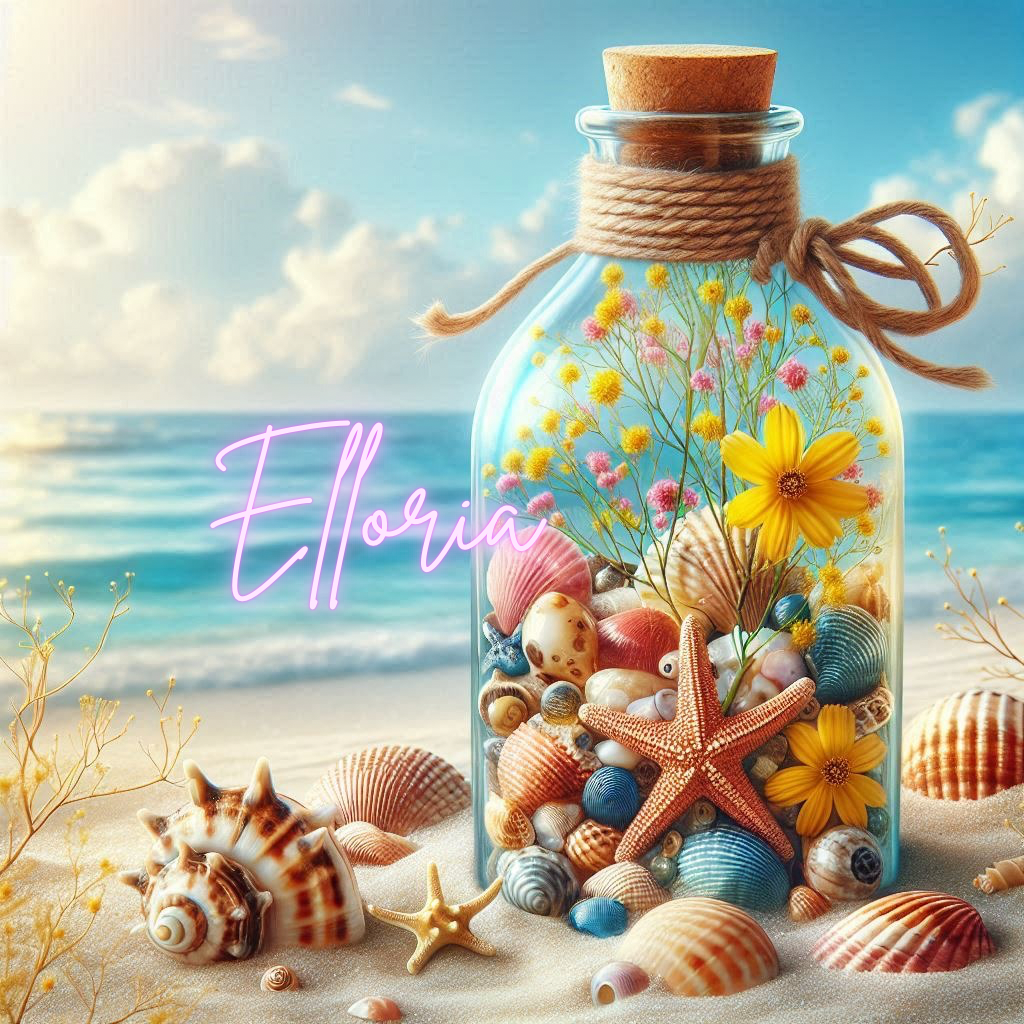 Diamond Painting Bouteille aux Coquillages – Kit complet Elloria | Décor marin & fleurs d’été
