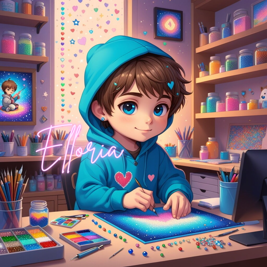 Diamond Painting Enfant Créatif – Kit complet Elloria | garçon à l’atelier