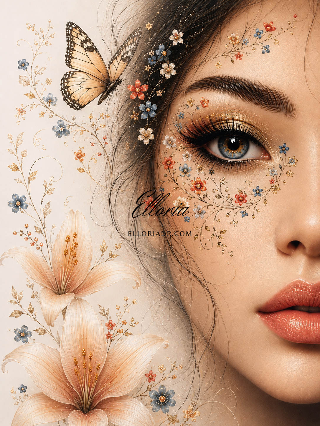Diamond Painting Regard Floral – Élégance Botanique & Papillon Délicat | Collection Premium Elloria