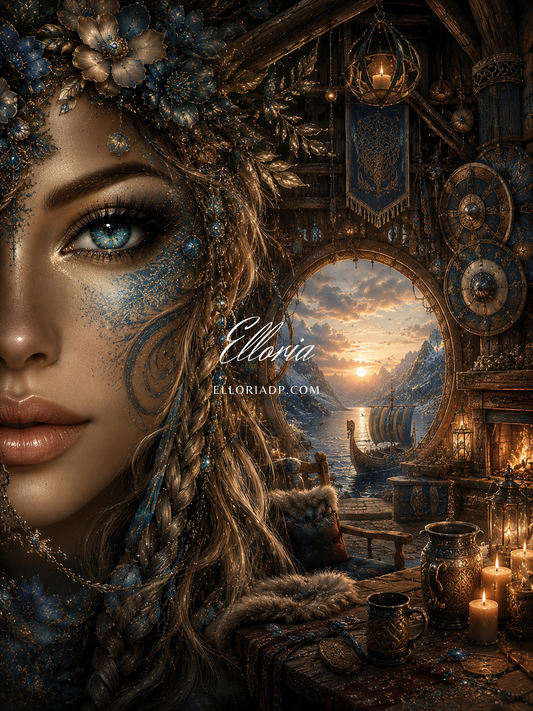 L’Âme du Fjord | Diamond Painting portrait viking et paysage nordique Elloria