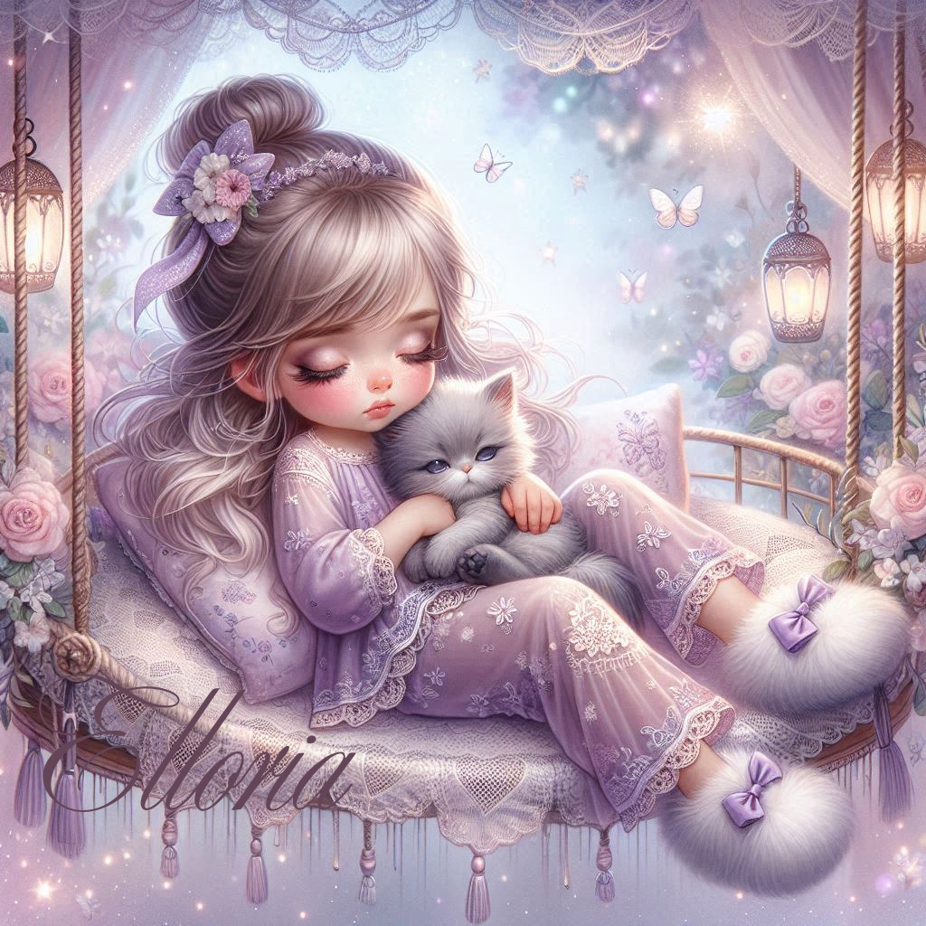 Diamond Painting | Douce nuit avec mon chaton – Rêve pastel