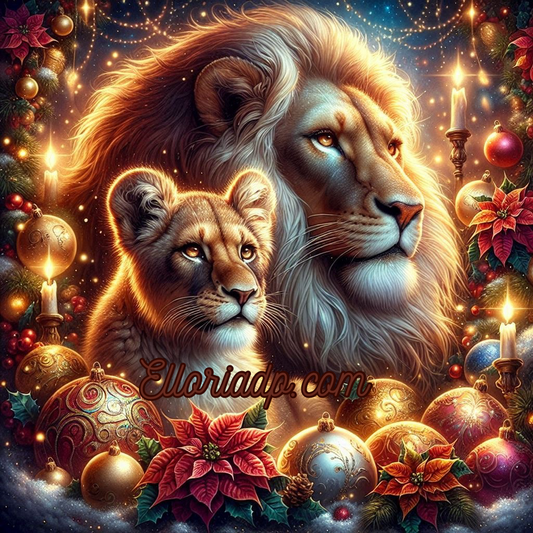 💎 Diamond Painting – Les Lions de Noël COLLECTION PRESTIGIEUSES 120cm Maximum