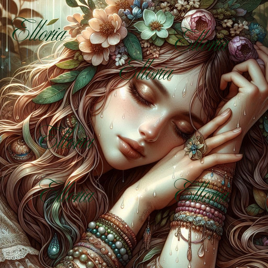 🌸 Kit Diamond Painting Elloria – “Léana, l’Esprit des Larmes de Rosée”