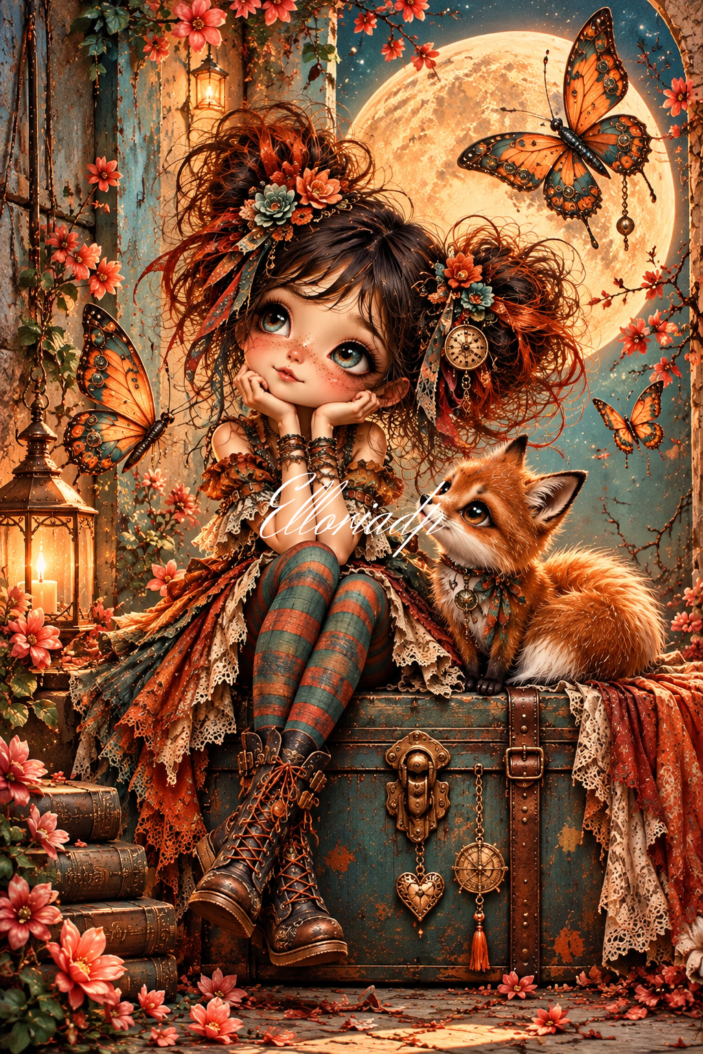 Louna et le renard d’automne – Diamond Painting | Elloria