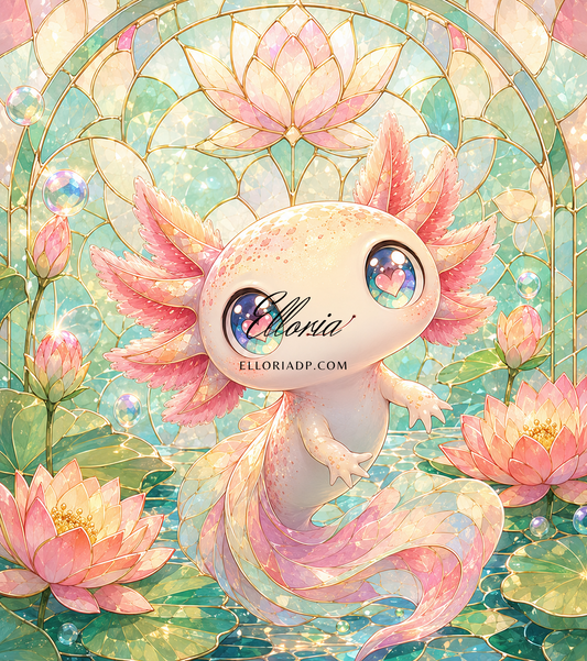 Le Cœur d’Axolotl – Diamond Painting Axolotl Vitrail | Elloria