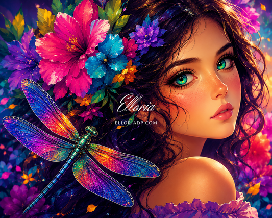 Diamond Painting Libellule Arc-en-Ciel – Éclat Floral & Regard Enchanteur | Collection Premium Elloria