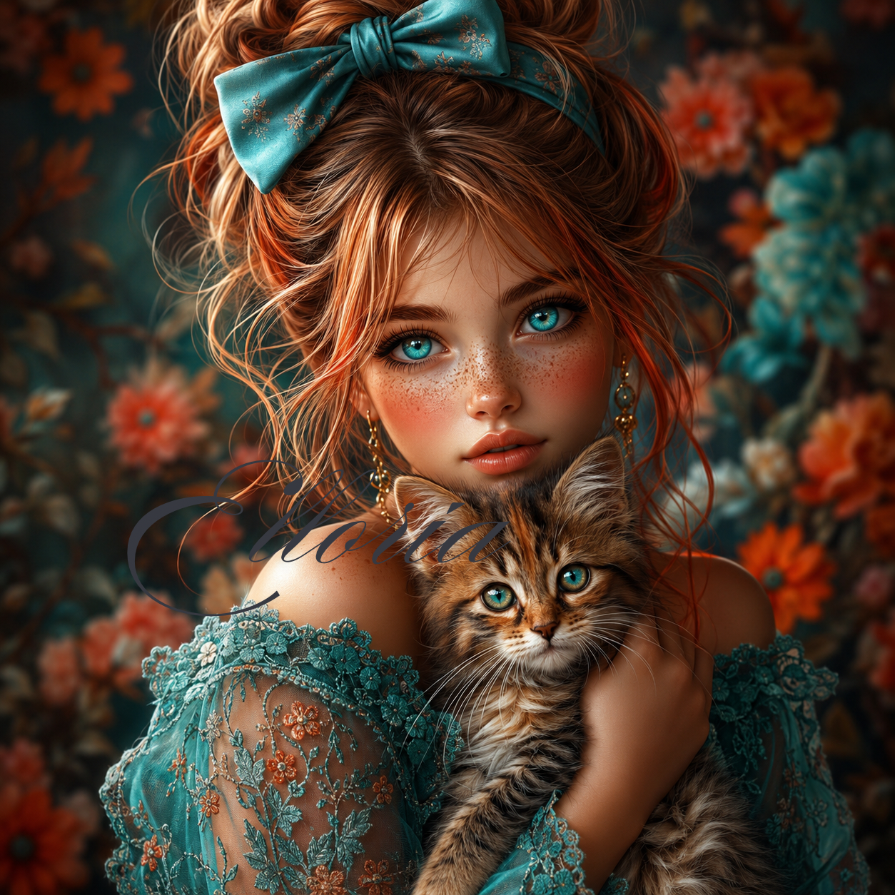 Diamond Painting Éclat de Tendresse | Jeune Femme & Chaton | Elloria