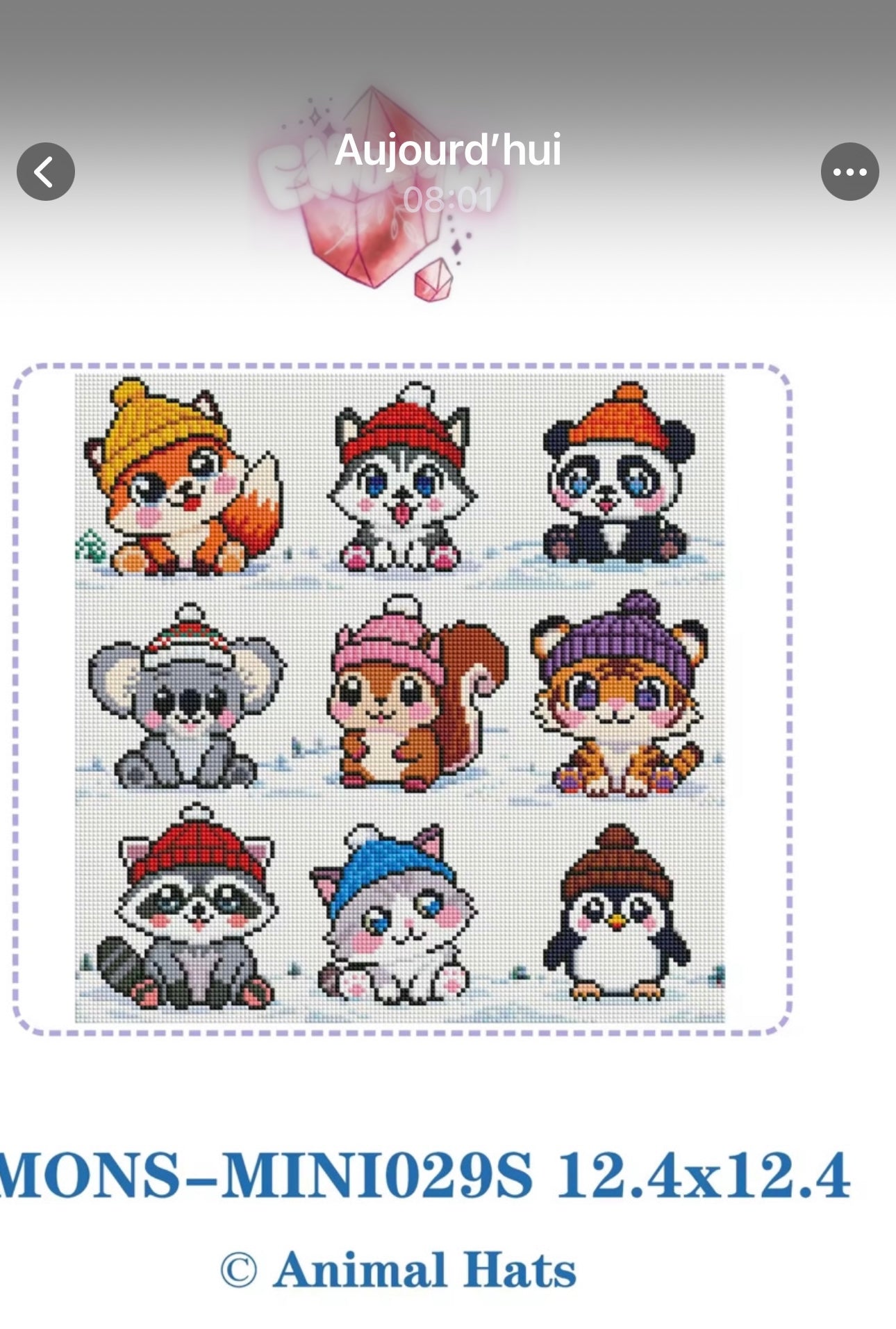 🐾 Mini kit diamond painting artisanal – Animal Hats – 9 mini motifs – Elloria