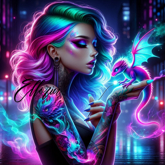 💎 Diamond Painting | Néraé et le Dragon Néon