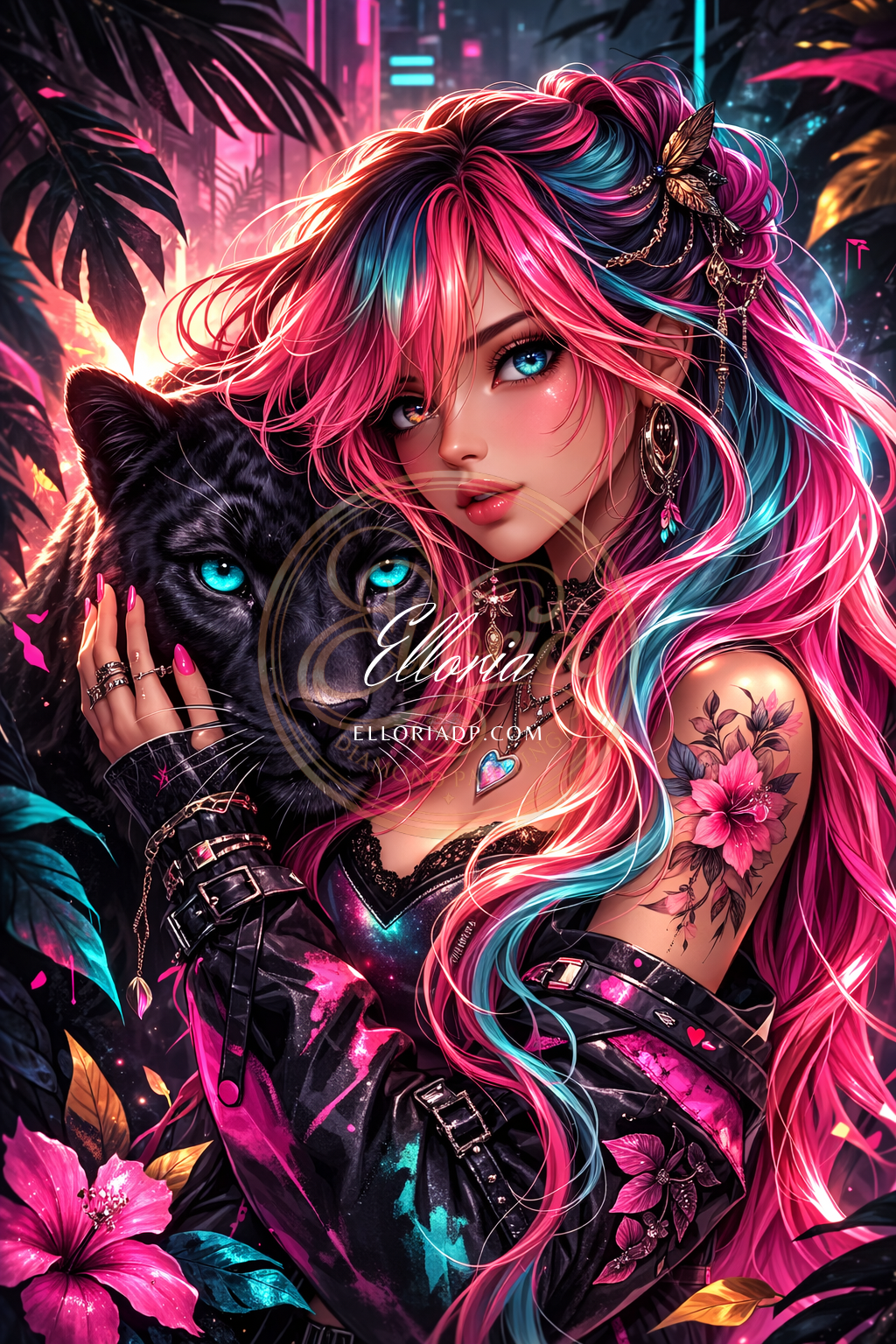 🌺 Reine Néon et la Panthère
Elloria Diamond Painting