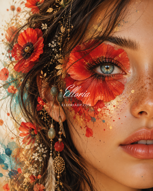 Le Regard du Coquelicot – Diamond Painting Portrait Floral | Elloria