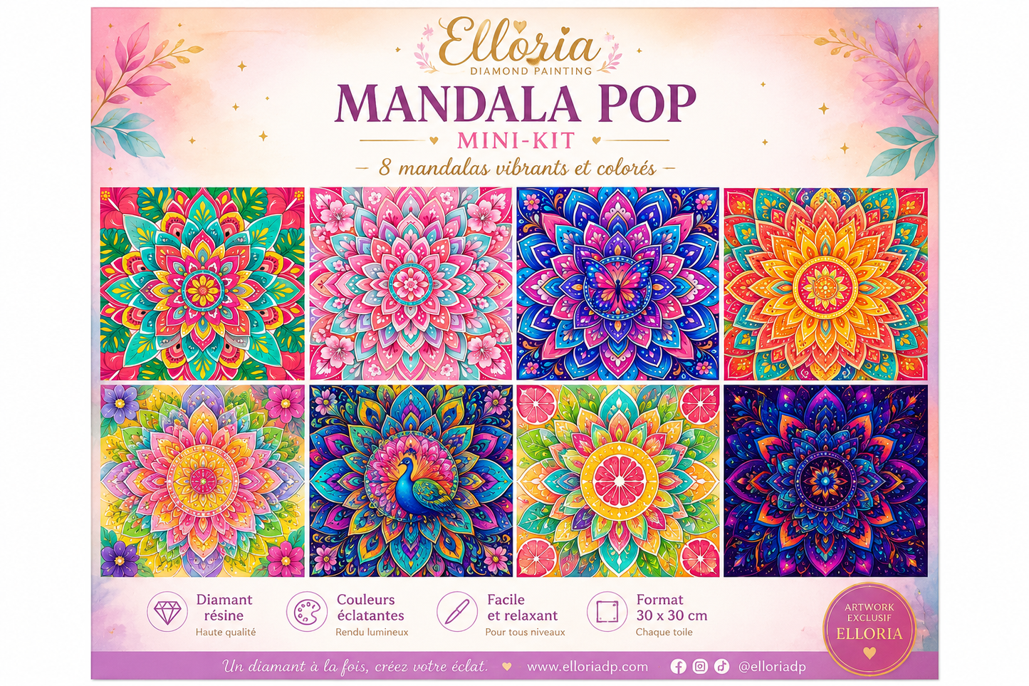 Mini-kit Diamond Painting Mandala Pop | Elloria