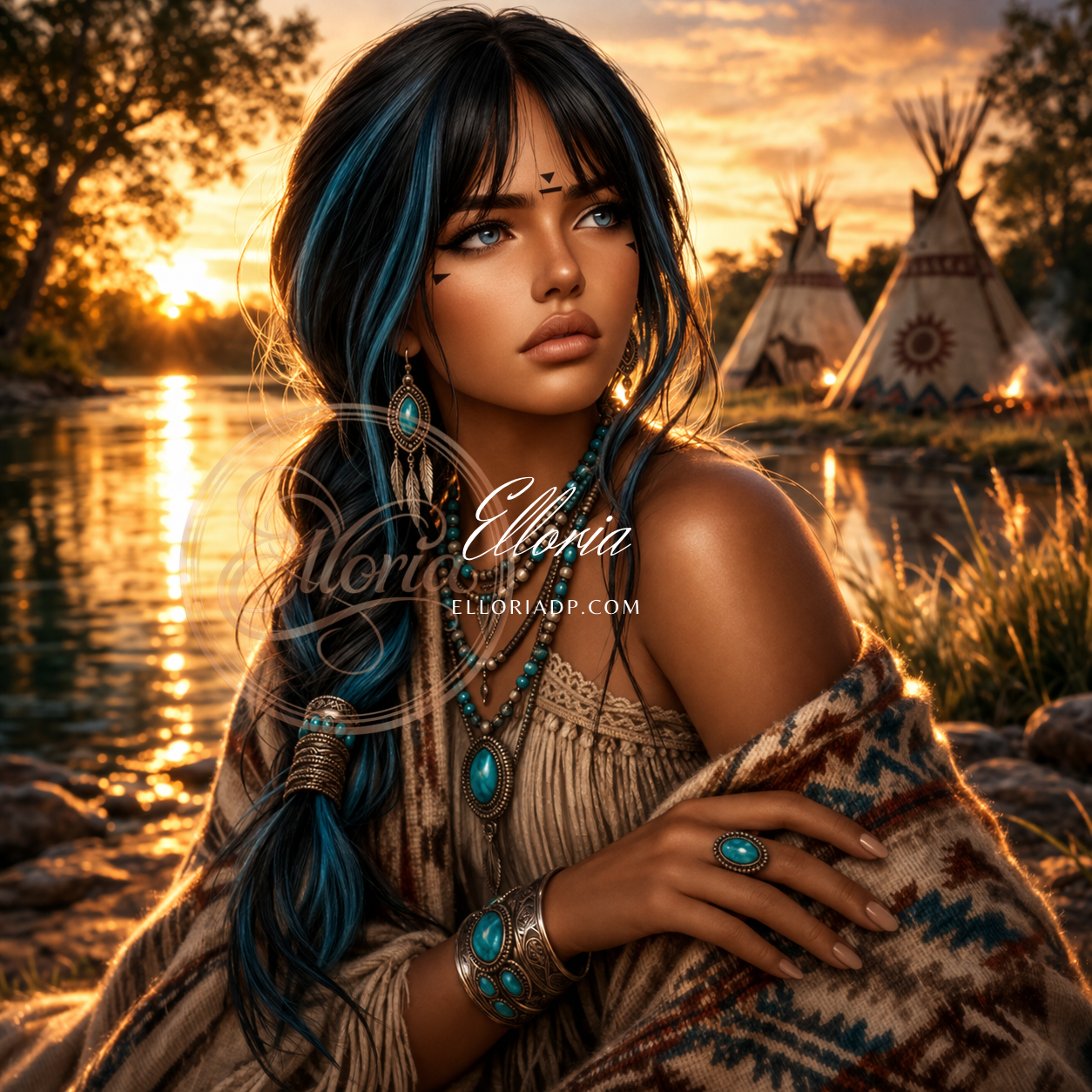 Diamond Painting Femme Bohème & Coucher de Soleil – Esprit Libre | Elloria