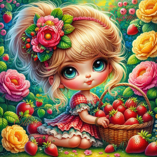 🍓 Kit Diamond Painting Elloria – Mini “Clara aux Fraises”
