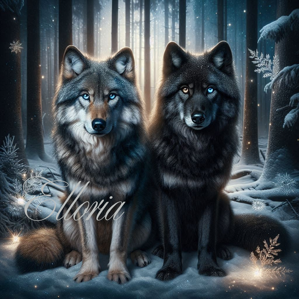 Diamond Painting – Les Loups jumeaux « Ombre & Lumière » 🌌🐺❄️