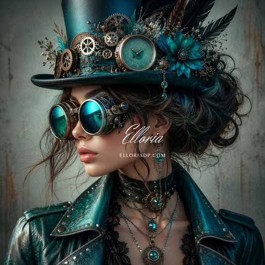 L’Horlogère des Étoiles | Diamond Painting steampunk turquoise Elloria
