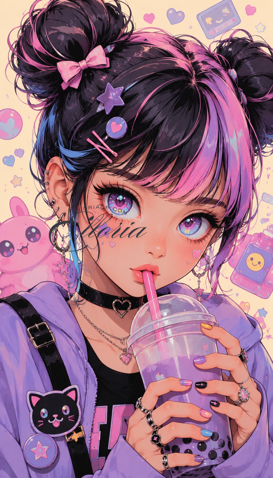 Diamond Painting Bubble Mood – Kawaii Girl | Elloria